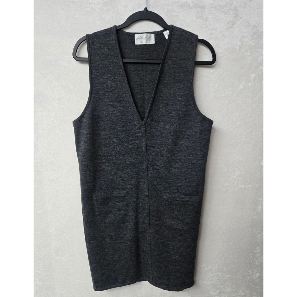 Vintage Lord & Taylor Jumper Dress PS Gray Merino Wool Dark Academia Mod Chic